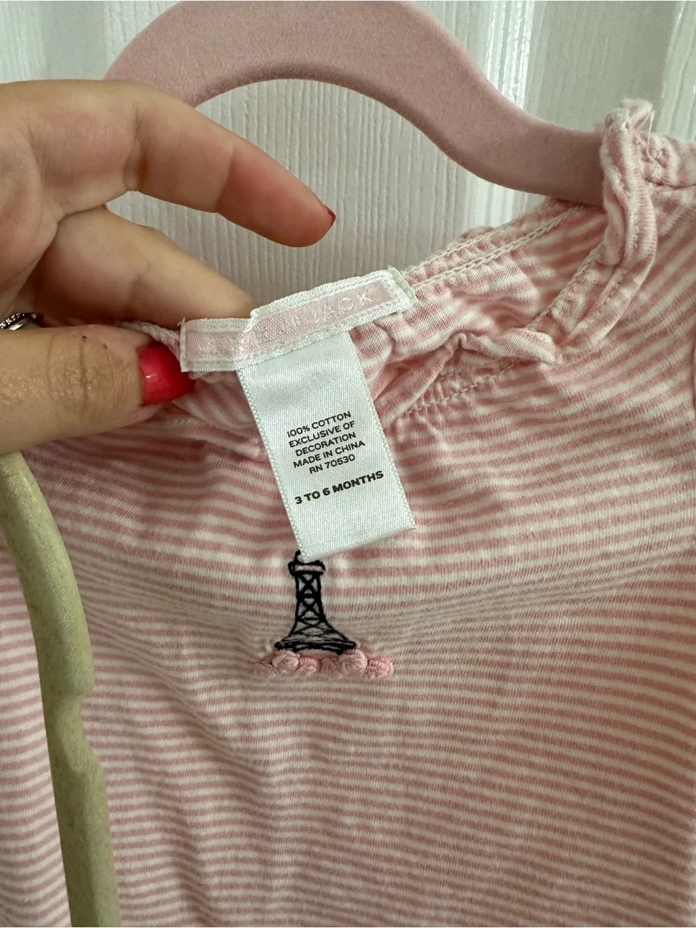 Janie and Jack Pink Striped Ruffle Sleeve Baby Top
